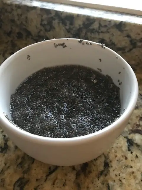 Soaked chia seeds in bowl
