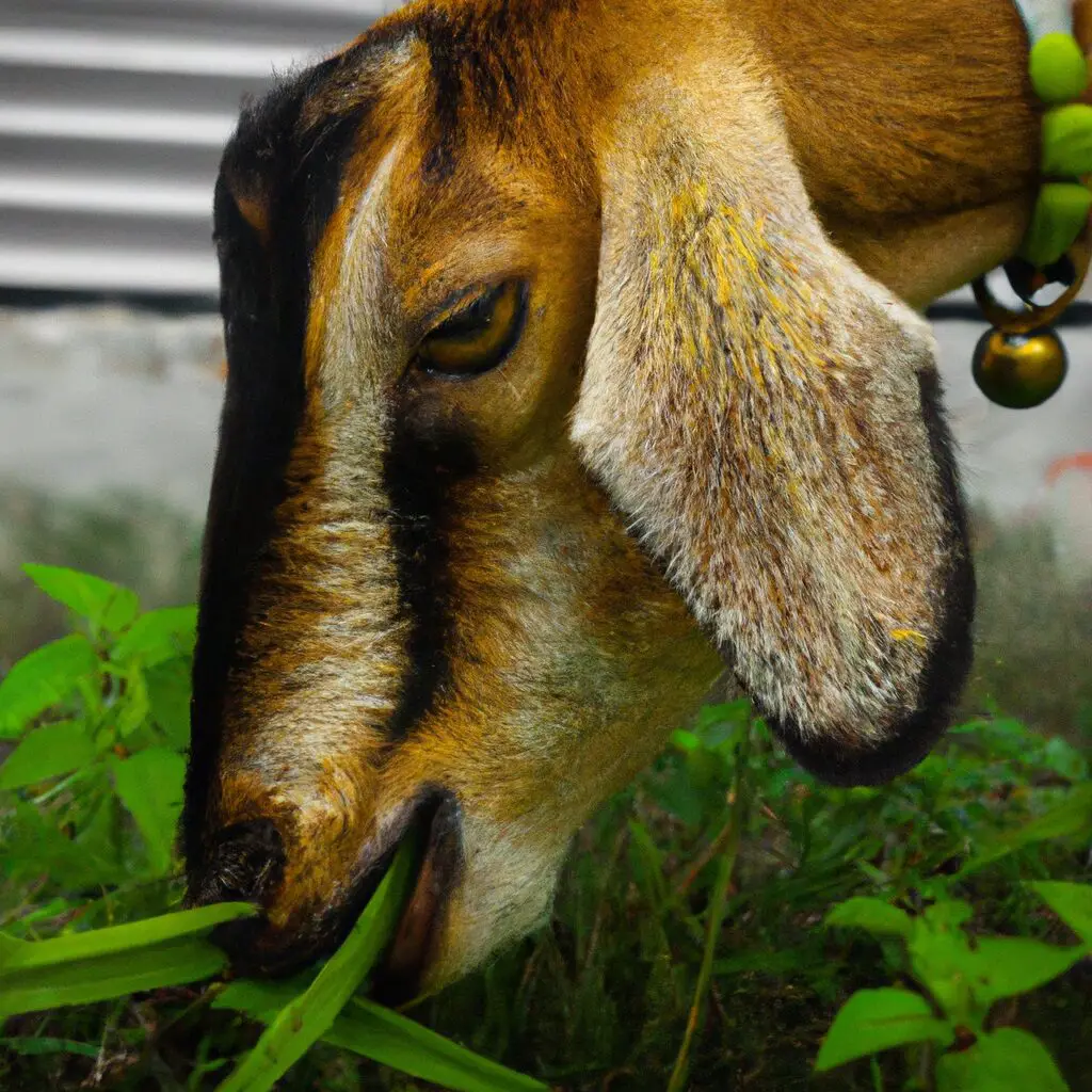 Goat eating weeds