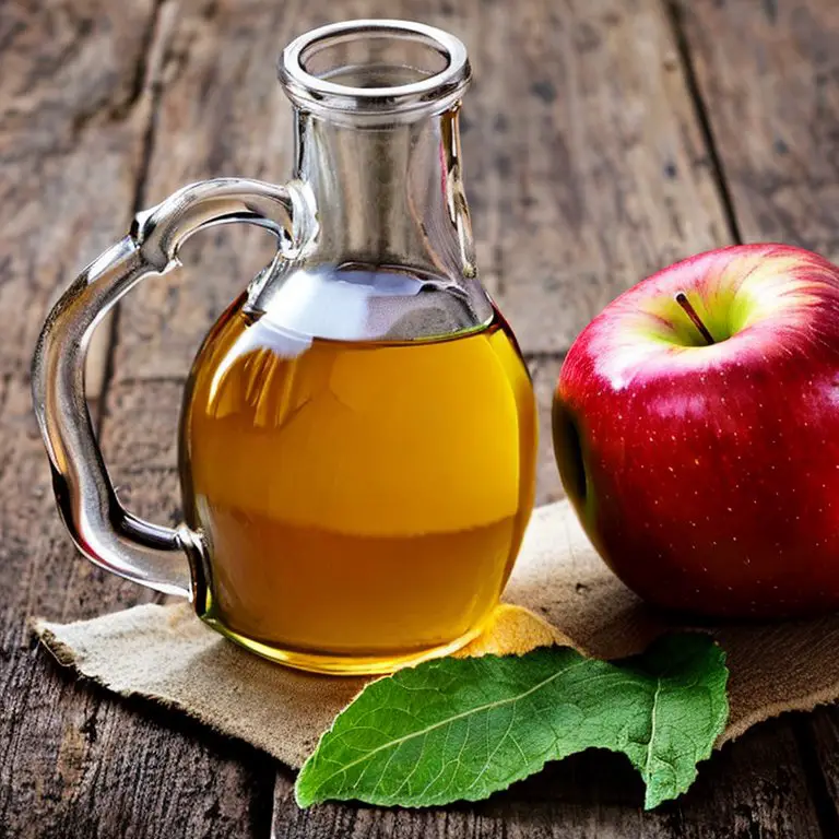 jar of apple cider vinegar next to an apple