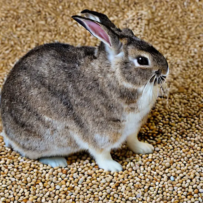 a rabbit on top of sesame seeds